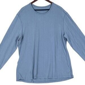 Lululemon Organic Cotton Classic Fit Long Sleeve Shirt Mens XXL Blue Casual